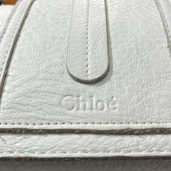 Chloé Saskia White Leather Flower Embossed Shoulder Bag - Picture 8 of 10